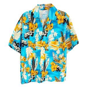 Island Style Men's‎ Blue Floral Button Up Short Sleeve Hawaiian Shirt Size XXL